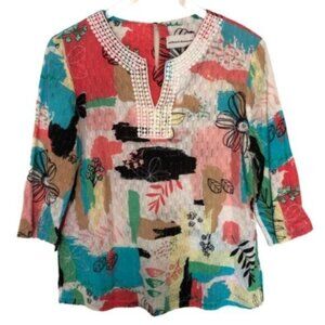 Alfred Dunner | Women's Multicolor Long Sleeve Floral Print Tunic Top Size 10